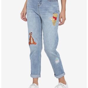 Disney winnie the pooh Light Wash Jeans with embroidered Character Patches